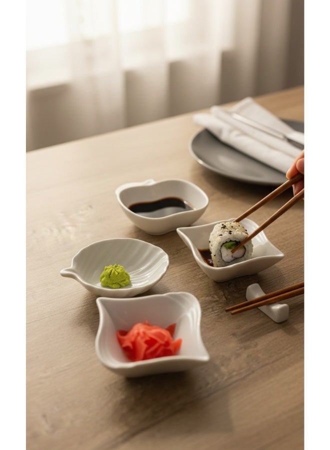 طقم بولات صوص سيراميك أبيض فاخر 3 قطع بتصاميم فنية مختلفة، أطباق صلصات وصوصات صغيرة، بولات تقديم ميني للكاتشب والمايونيز والصويا صوص، أوعية توابل ومقبلات وسوشي، بولات جانبية أنيقة للمكسرات والمخللات، طقم تقديم مطبخ مودرن وعصري مناسب للسفرة اليومية والعزومات - Image 3